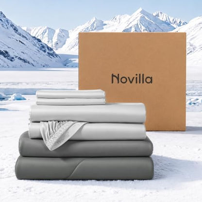 Novilla Cooling Comforter Set for Hot Sleepers Queen Cooling Sheet, 5Pcs