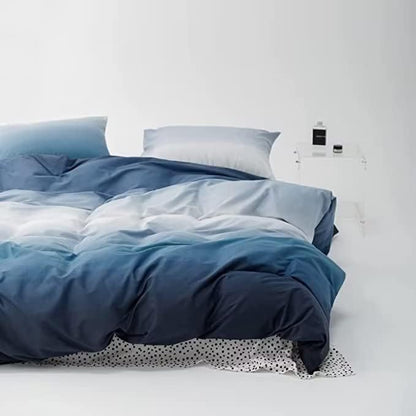 Houseri Gradient Blue and White Comforter Set - Full Size Lake Blue Bedding for Teen Boys and Girls - Soft Comfy Dorm Bedding
