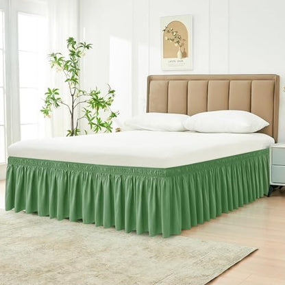 Wrap Around Bed Skirt Dorm Twin & Twin XL 25" Drop-Elastic Long Dust Ruffle