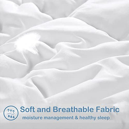 EASELAND Oversized King Down Alternative Comforter, White, 98x116