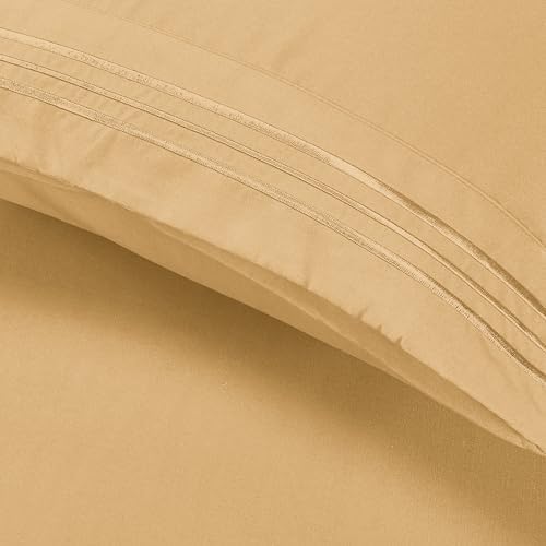 Elegant Comfort Luxury 4-Piece Bed Sheet Set - Luxury Bedding 1500 Premium Hotel Quality Microfiber, Wrinkle Resistant Cool & Breathable, Easy Elastic Fitted, Queen, Camel-Gold