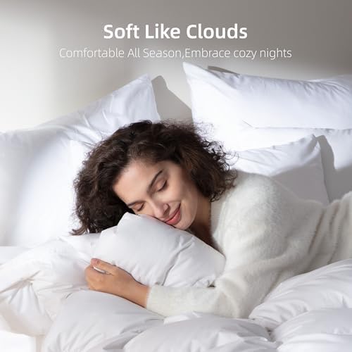 Goose Feather Down Comforter Full Size,100% Organic Cotton Duvet Insert