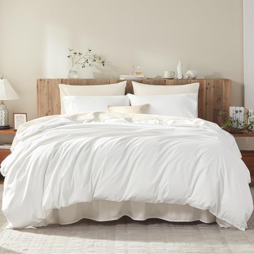 White Duvet Cover Queen Size 100% Cotton Queen Duvet Cover 3-Piece Set
