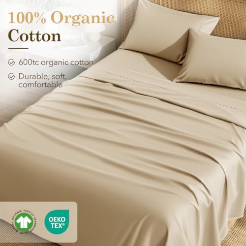 SONORO KATE 600 Thread Count 100% Organic Cotton Queen Size Sheet Set