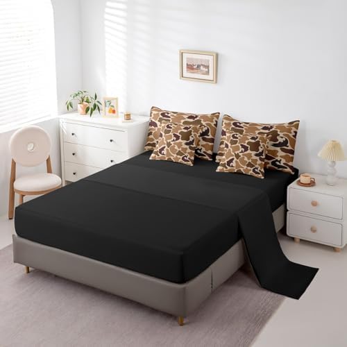 Erosebridal Pike Fish Camo Comforter Set Twin Hunter Camouflage Bedding Sets 7Pcs Wildlife Hunting Bed in a Bag Farmhouse Fishing Sheet Set with Comforter Vintage Brown Decor Outdoor Camping Gifts
