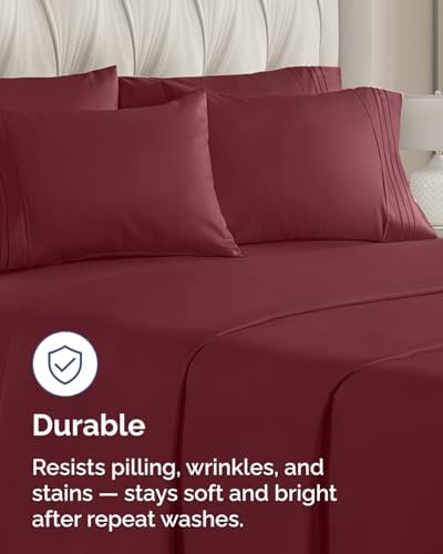 King Standard Pillow Cases Set of 8 - Soft Pillowcase Covers - Burgundy