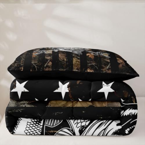 Feelyou Camo Fish Comforter Set Twin Size Bedding Set for Kids Boys Girls