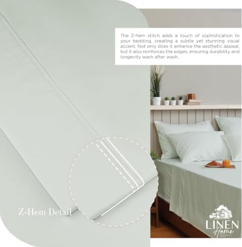 Linen Home 2-Pack Full Sheet Set, 100% Cotton Percale Bedding, 8-Piece Value Bundle, Deep Pocket Cooling Bed Sheets for Hot Sleepers, Breathable & Crisp Hotel Quality, Long-Staple Cotton, Dove Grey