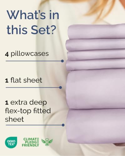 Flex Top Split Head King 6 Piece Sheet Set - Cooling - Light Lavender