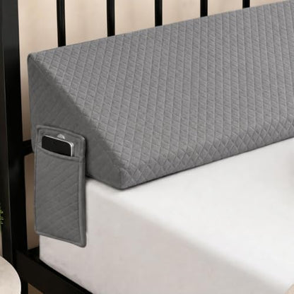 King Bed Wedge Pillow for Bed Headboard Gap Filler Light Grey