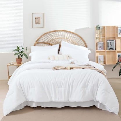 weigelia White Full Comforter Set with Sheets - 7 Pieces Bed in a Bag Full