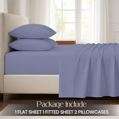 SGI bedding 100% Egyptian Cotton Sheets Twin Size – Cooling Sheets, Soft Breathable Mediterranean Blue Bedding, Luxury Bedding, Luxury Hotel Sheet Set, Deep Pocket 16", 4 Piece Set
