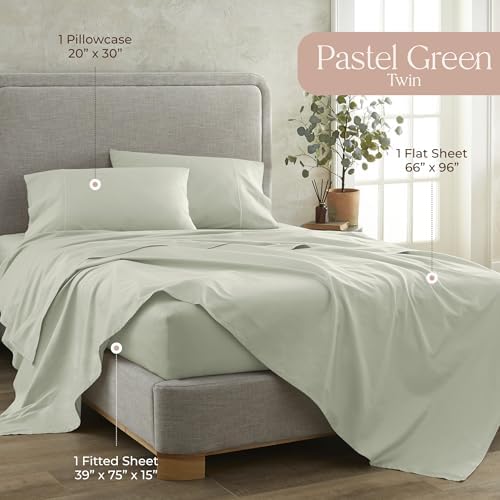 Whisper Organics 100% Organic Cotton Bed Sheets with Deep Pocket 3 Pc. Set