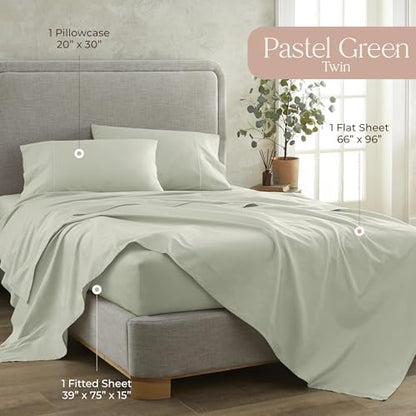 Whisper Organics 100% Organic Cotton Bed Sheets with Deep Pocket 3 Pc. Set