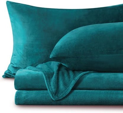 BEDELITE Flannel Sheets King Size, Teal, 4 Pieces