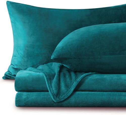 BEDELITE Flannel Sheets Twin Size, Teal, 3 Pieces