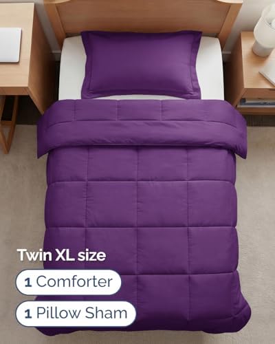 Twin XL Comforter Set - Purple Bedding for All Seasons - 2 Piece Bed Set