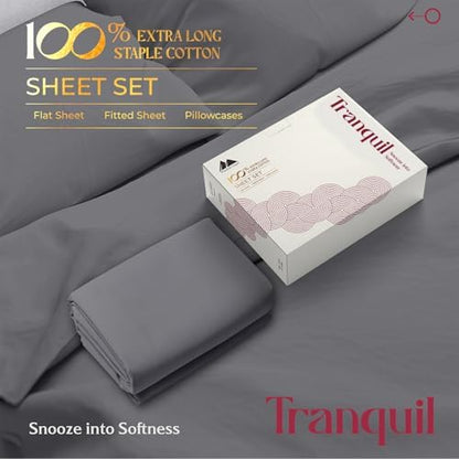 Mayfair Linen 100% Egyptian Cotton California King Sheet Sets - Luxury 800 Series Tranquil Collection Egyptian Cotton Cal King Sheets (4 PC, Dark Grey), Soft Cooling 16" Deep Pocket Hotel Sheet Set