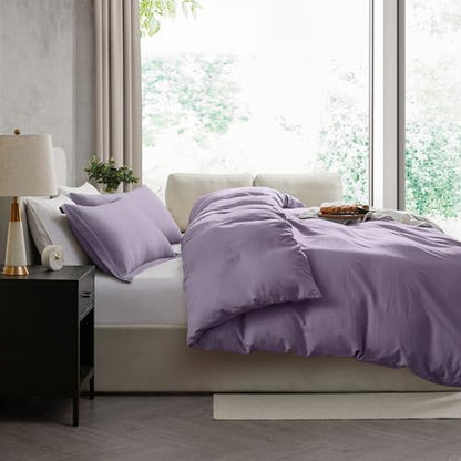 Hearth & Harbor Prewashed California King Duvet Cover Set, Grayish Purple