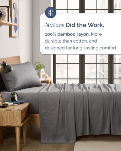 100% Rayon Derived From Bamboo - Bamboo Sheets Twin XL Size - Dark Grey