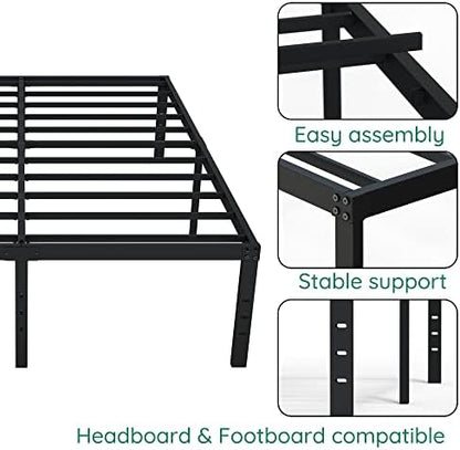 DiaOutro 18 Inch High Bed Frame Queen Size with Storage, Black