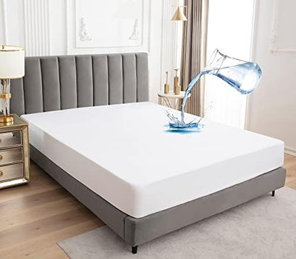 Sufdari King Size Mattress Protector,Waterproof Mattress Cover,18" Deep Pocket Mattress Protector,Dust Proof Bed Protector for Dogs/Cats/Pets/Kids-White,King