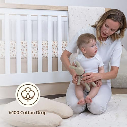 Brown Crib Skirt Neutral, Baby Crib Skirt Girl Boy, 52"x28" with 15" Drop Crib Bedskirt, Cotton Bed Skirt, Oeko TEX Certified Cribs Dust Ruffle, Crib's Accessories Boy Girl (Brown Bedskirt)
