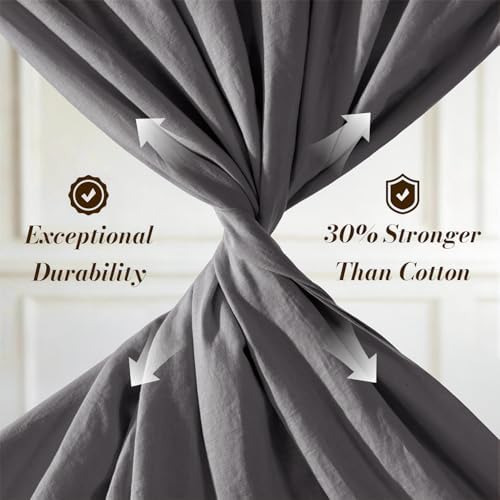 SONORO KATE 100% French Linen Cal King Size Sheets Set,Natural Flax Bedding