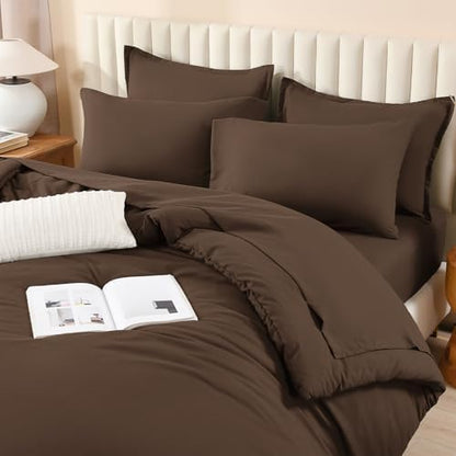 Litanika Brown Super King Plus Comforter with Sheets - 7 Pcs Bed in a Bag