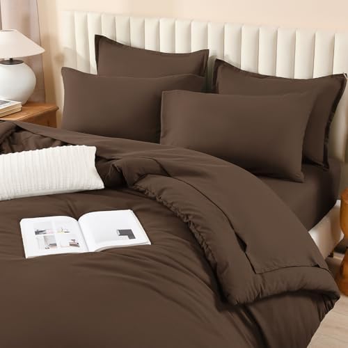 Litanika Brown Oversized Queen Comforter with Sheets - 7 Pcs Bed in a Bag