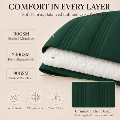 CozyLux Twin XL Comforter Set Emerald Green - 5 Pieces Complete Bedding Set