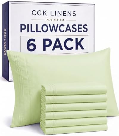 King Standard Pillow Cases Set of 6 - Pillowcase Covers - Light Sage Green