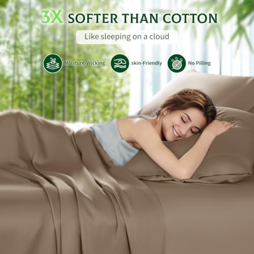 SONORO KATE 100% Viscose Derived from Bamboo_Sheets, Extra Deep Pocket,4PC