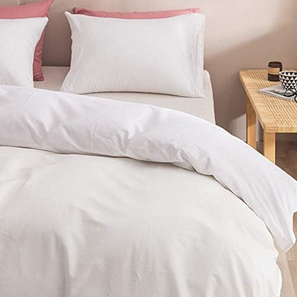 Wellboo White Comforter Sets King Size Solid Color Bedding for Women Men