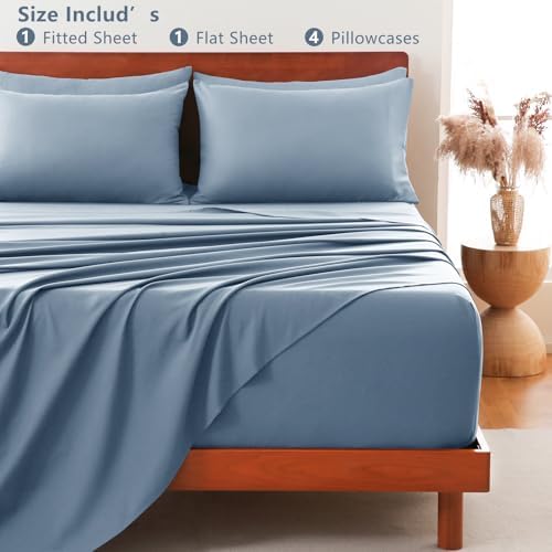 CozyLux Cal King Sheet Set 6-Piece, 21-Inch Deep Pocket, Soft Brushed Feel
