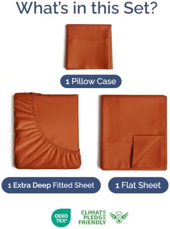 Extra Deep Pocket Twin XL Sheet Set - Breathable & Cooling - Terracotta