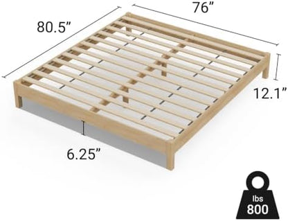 LIFEMENT King Bed Frame Signature Wood Platform, Noise Free, Under Bed Storage, No Box Spring Needed, Easy Assembly, New Natural