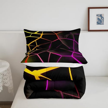 Feelyou Geometric Honeycomb Comforter Set Red Stereoscopic Hexagon Comforter for Kids Boys Girls Beehive Hexagon Bedding Set Geometric Duvet Set Simplistic Room Decor Quilt King Size Boys