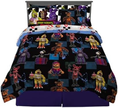 Five Nights At Freddy's Kids Bedding Super Soft & Cozy Comforter and Sheet Set with Sham, 7 Piece Queen Size, (Officially Licensed Product) By Franco