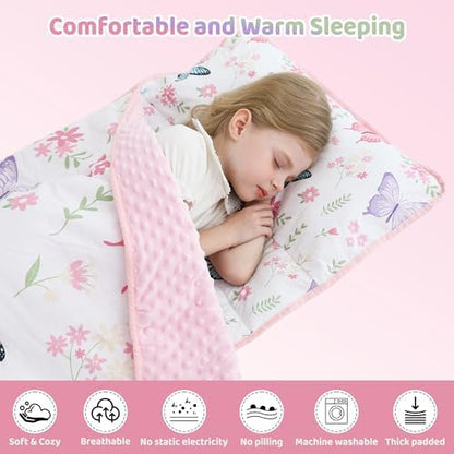 Lasoftan Toddler Nap Mat with Pillow and Blanket, Extra Large Rolled Napping Mats,Slumber Bags for Boys Girls,Kids Sleeping Bag for Daycare, Preschool Travel Camping