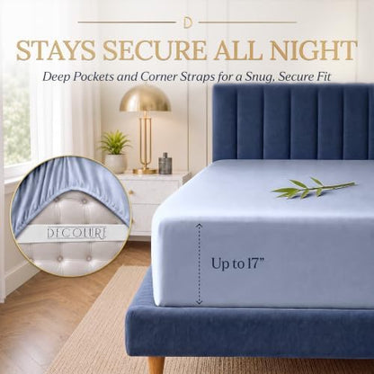 DECOLURE 100% Viscose Derived from Bamboo Sheets King Size | 4 Pc Bed Set