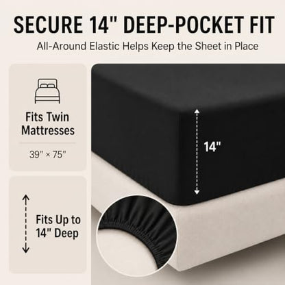 CozyLux Twin Comforter Set Black - 5 Pieces Bed in a Bag