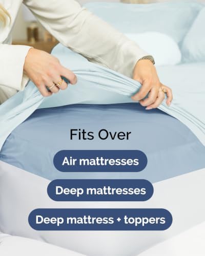 CGK Linens 2 Pack Extra Deep Full Fitted Sheets - Ice Blue