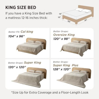 Bedsure Super King Comforter Prewashed Bedding Set 3Pcs Cream 120"x120"