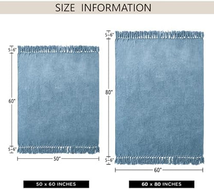 Chenille Throw Blanket for Couch 60" x 80" Twin, Dusty Blue