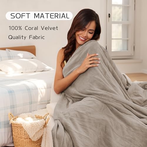 ReyyNio Electric Heated Blanket Twin Size 62"x84", 10H Auto-Off, Brown