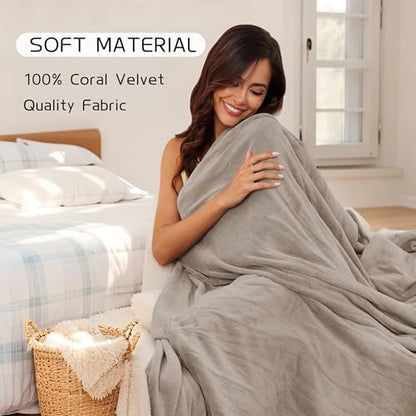 ReyyNio Electric Heated Blanket Twin Size 62"x84", 10H Auto-Off, Brown