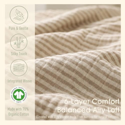 Muslin Baby Blanket, Organic Cotton Blend Jacquard (Boho Rainbow)