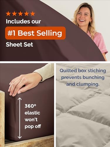 King Comforter Set - Brown/Beige Bedding for All Seasons - 3 Piece Bed Set