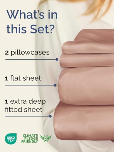 Extra Deep Queen Sheet Set - 4 Piece Breathable, Cooling Bed Sheets - Mauve